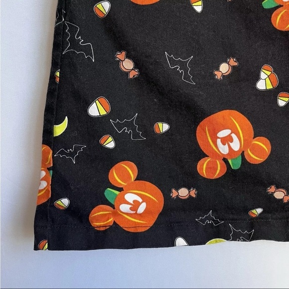 Disney Mickey Halloween Pumpkin Overalls Sz 3XL Skirtall AOP Candy Treats Bats - Picture 2 of 9